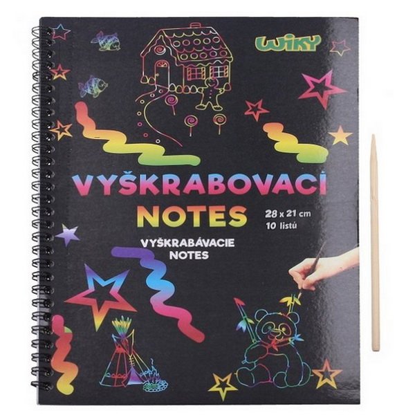 Školský škrabací notes 21x28 cm, 10 listov + bambusové pero