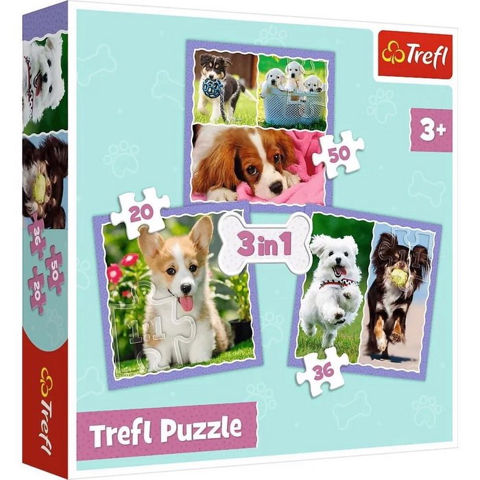 Trefl Puzzle 3v1 Šteniatka