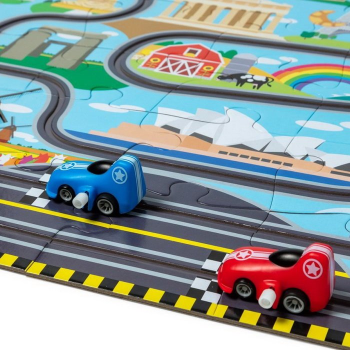 Melissa & Doug MAXI puzzle Cesta okolo sveta + 2 autíčka