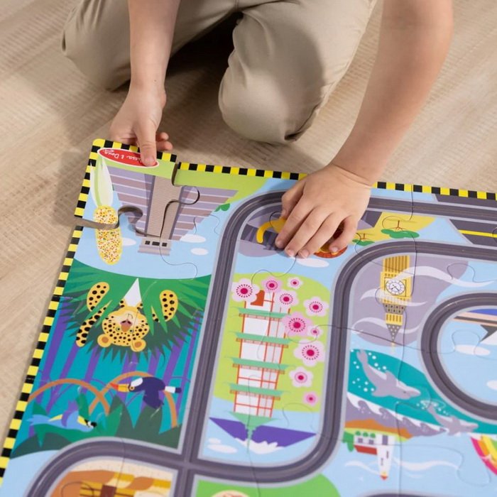 Melissa & Doug MAXI puzzle Cesta okolo sveta + 2 autíčka