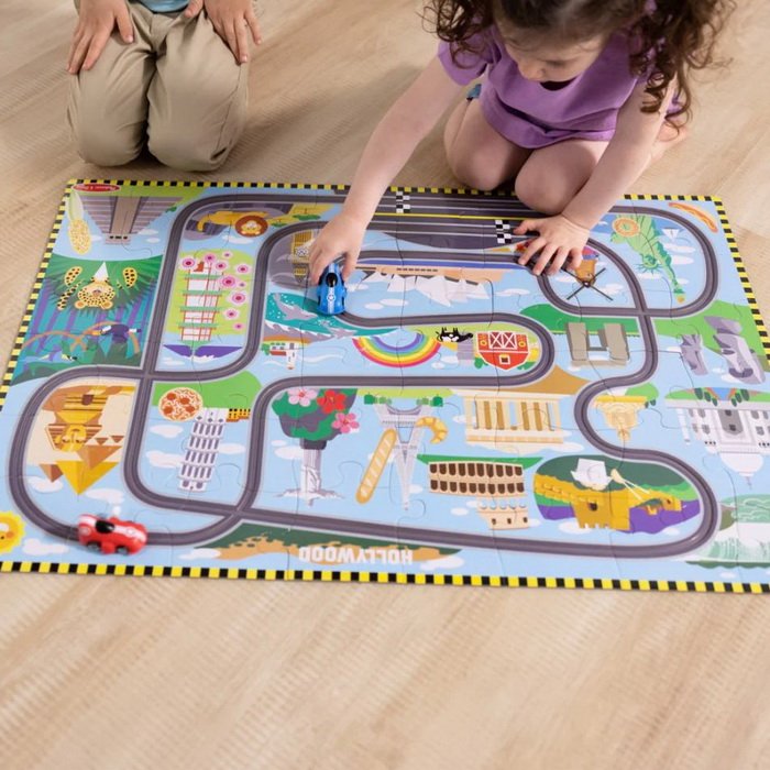 Melissa & Doug MAXI puzzle Cesta okolo sveta + 2 autíčka