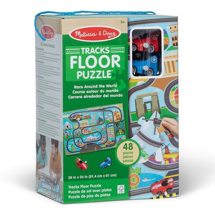 Melissa & Doug MAXI puzzle Cesta okolo sveta + 2 autíčka