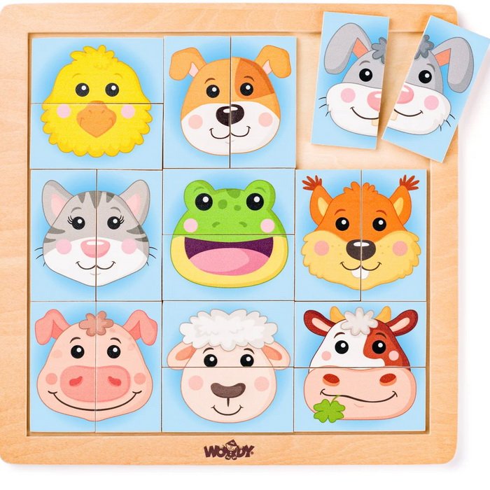 Woody Puzzle Zvieracie hlavičky, 18 dielikov