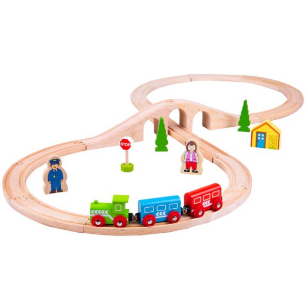 Bigjigs Toys Vláčiková dráha Osmička, 25 ks