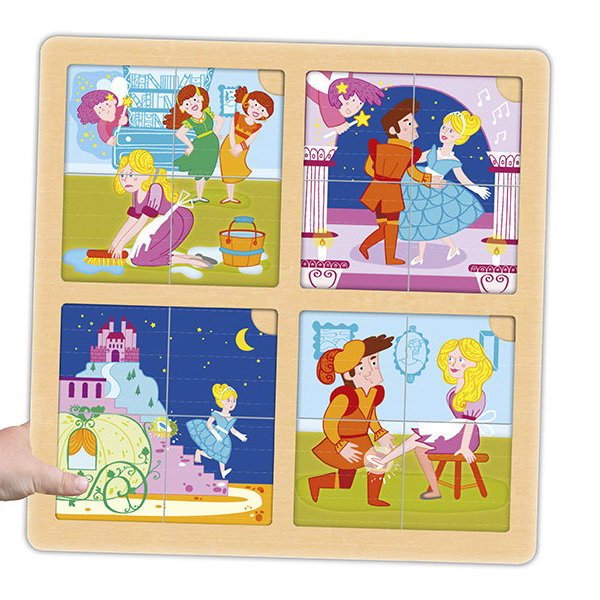 Akros Postupové puzzle Rozprávky Tri prasiatka a Popoluška, 2v1