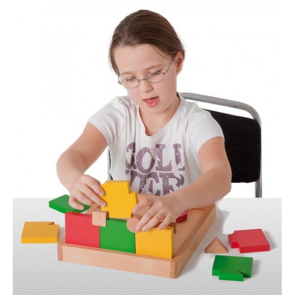 Školské drevené geometrické puzzle Vario