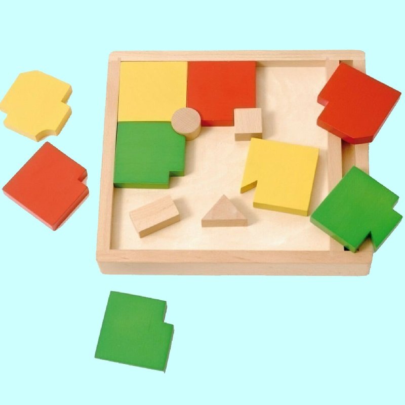 Školské drevené geometrické puzzle Vario