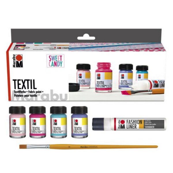 Marabu Farby na textil Sweet Candy, sada 4 x 15 ml