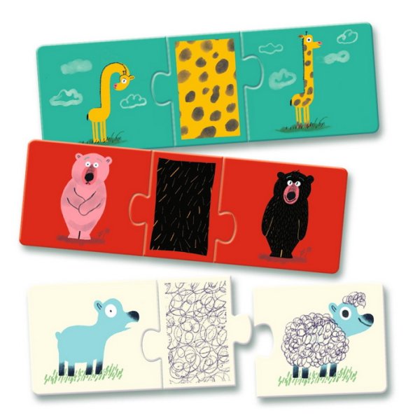 Djeco puzzle trio Nahé zvieratká, 24 ks