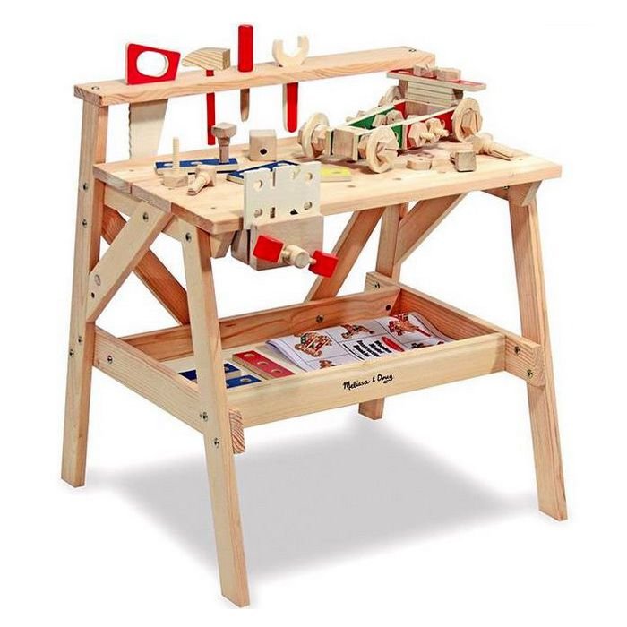 Melissa & Doug Drevený pracovný stôl s náradím, 61 ks