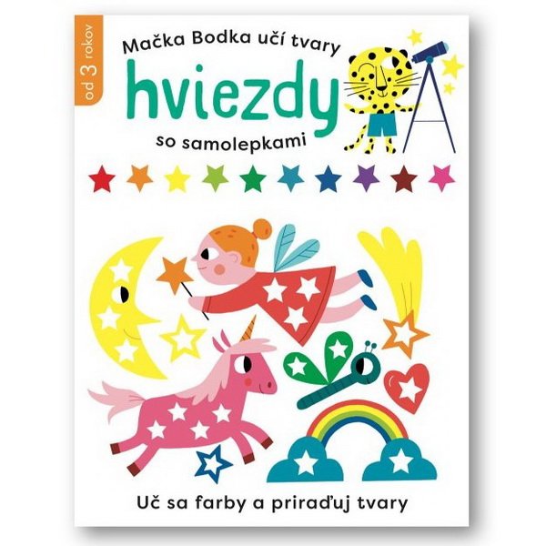 Mačka Bodka učí tvary Hviezdy so samolepkami