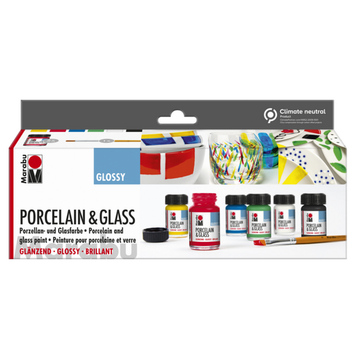 Marabu Farby na porcelán a sklo Glossy, 6 x 15ml