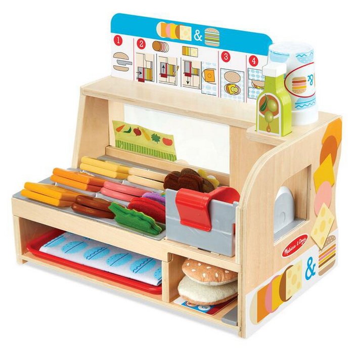 Melissa & Doug Drevený sendvičový pult, 56 ks