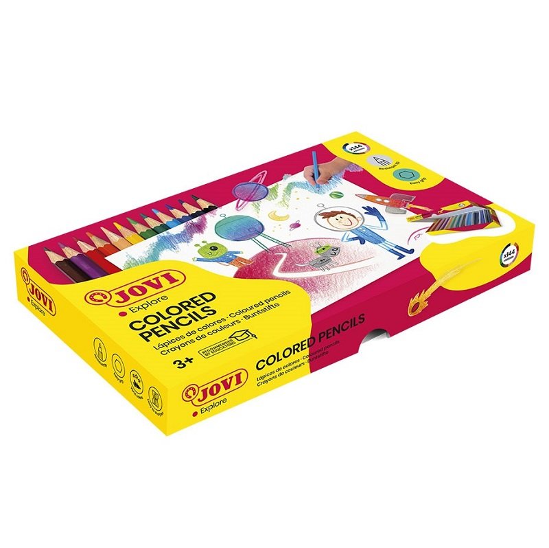 Školský box Pastelky drevené šesťhranné, 144 ks