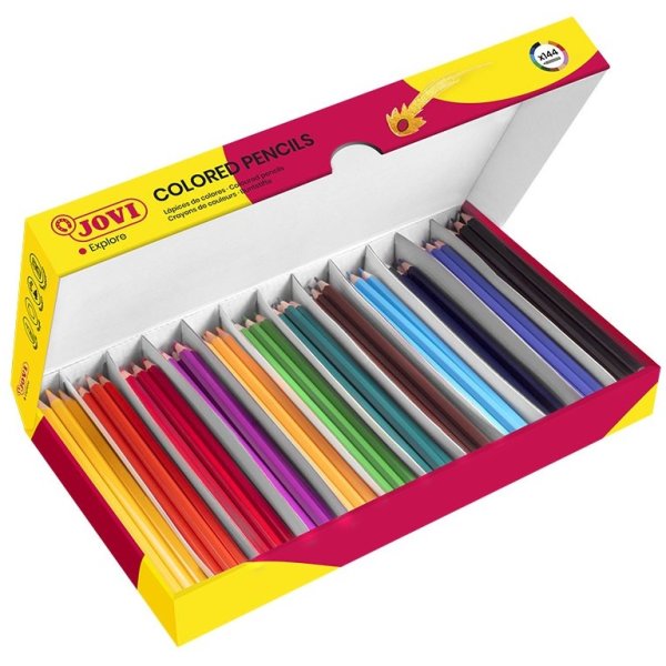 Školský box Pastelky drevené šesťhranné, 144 ks