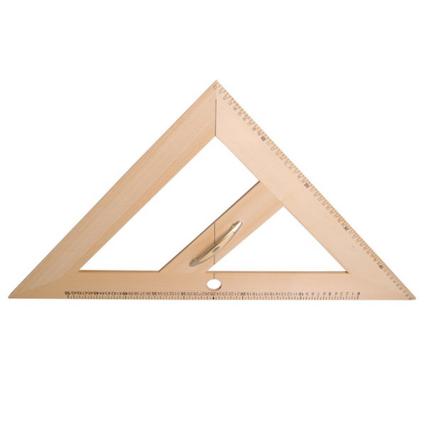 Drevený magnetický trojuholník 45°, 50 cm
