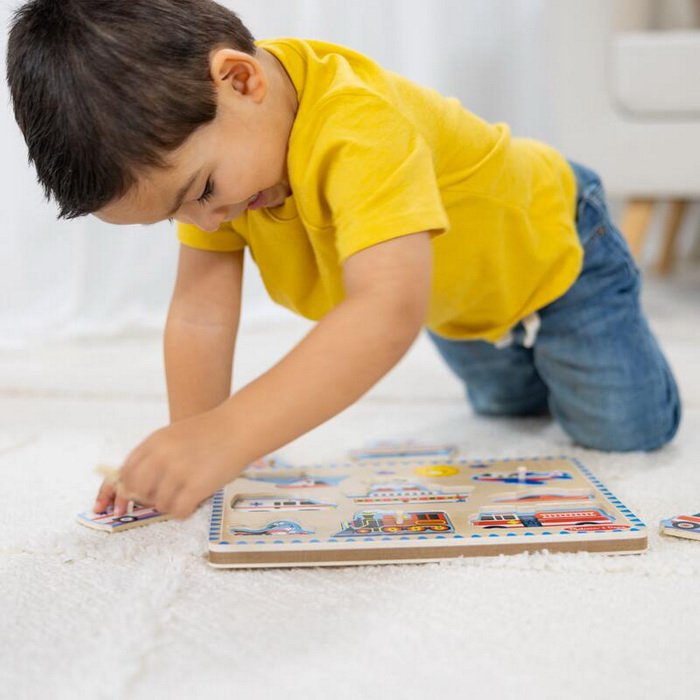 Melissa & Doug - Drevené puzzle so zvukmi - Dopravné prostriedky