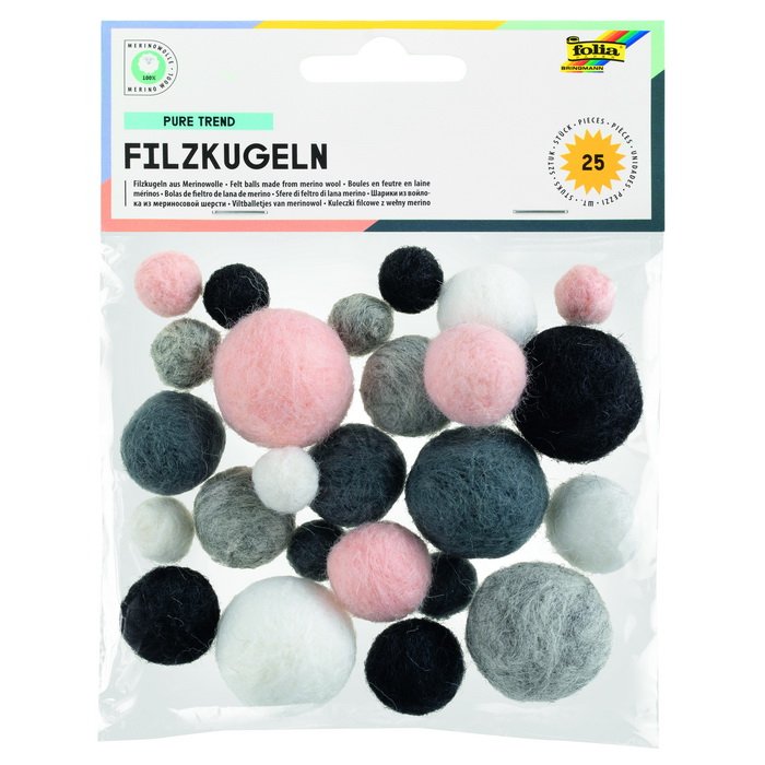 Folia Bambuľky z merino vlny Pure trend, 25 ks
