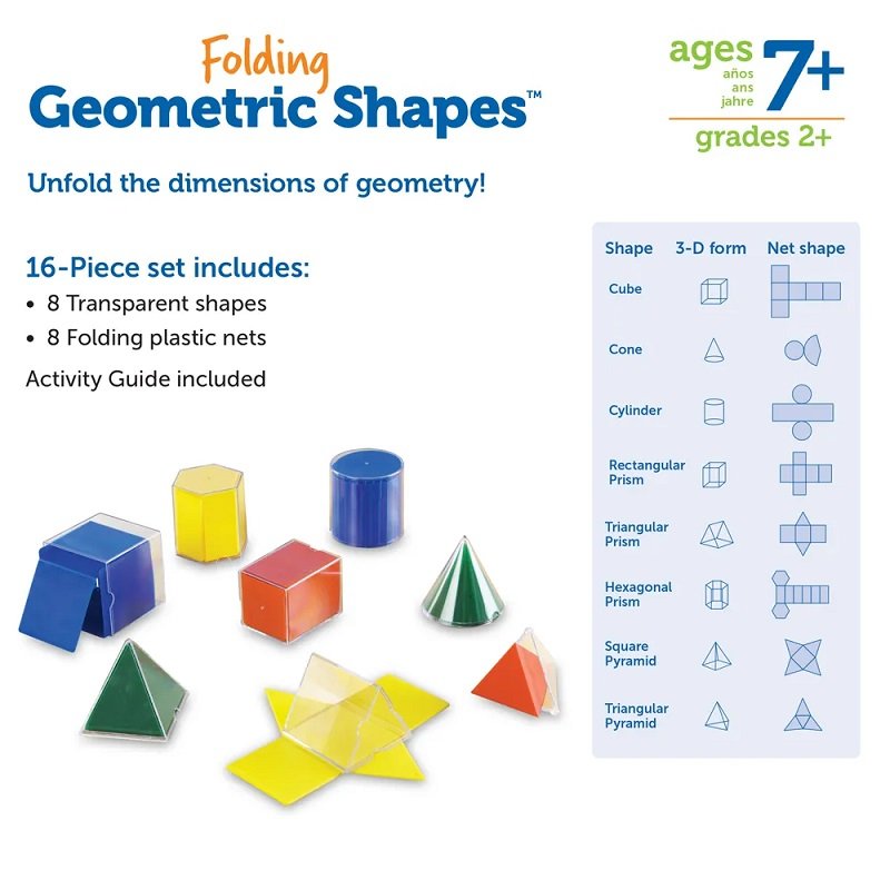 Learning Resources Skladacie geometrické tvary, 16 ks