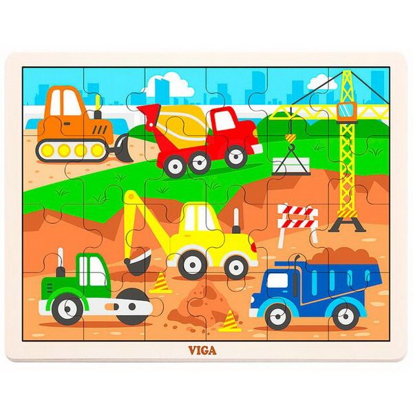 Viga Drevené puzzle Stavba, 20 dielikov