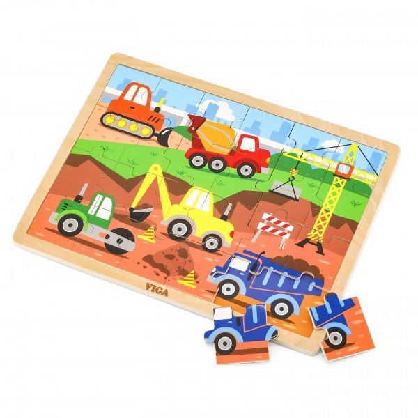 Viga Drevené puzzle Stavba, 20 dielikov