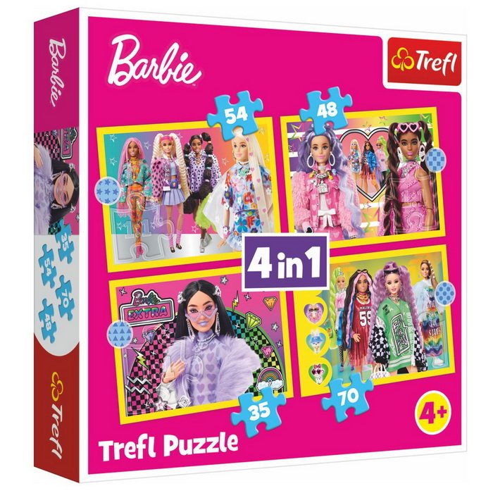 Trefl Puzzle 4v1 Šťastný svet Barbie