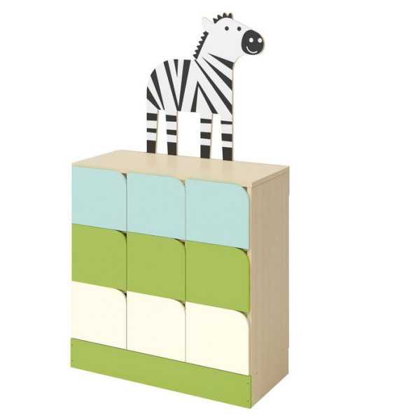 JUNGLE Skrinka s priečinkami Zebra, 84 cm