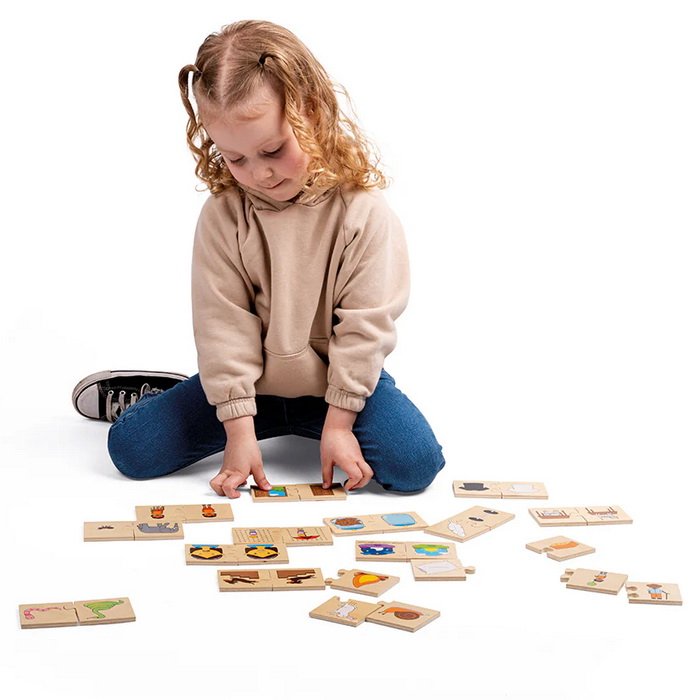 Bigjigs Didaktické puzzle Protiklady, 32 ks