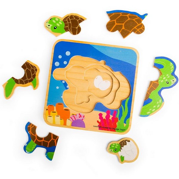 Bigjigs Viacvrstvové puzzle životný cyklus korytnačky