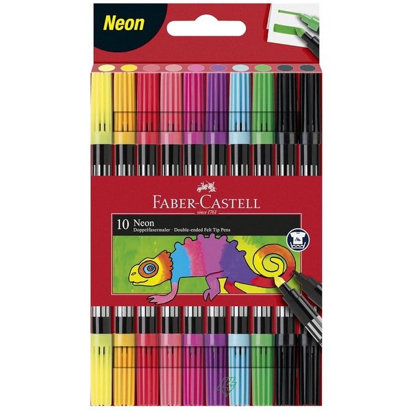 Faber Castell Fixky Fibre-Tip obojstranné neónové, 10 ks
