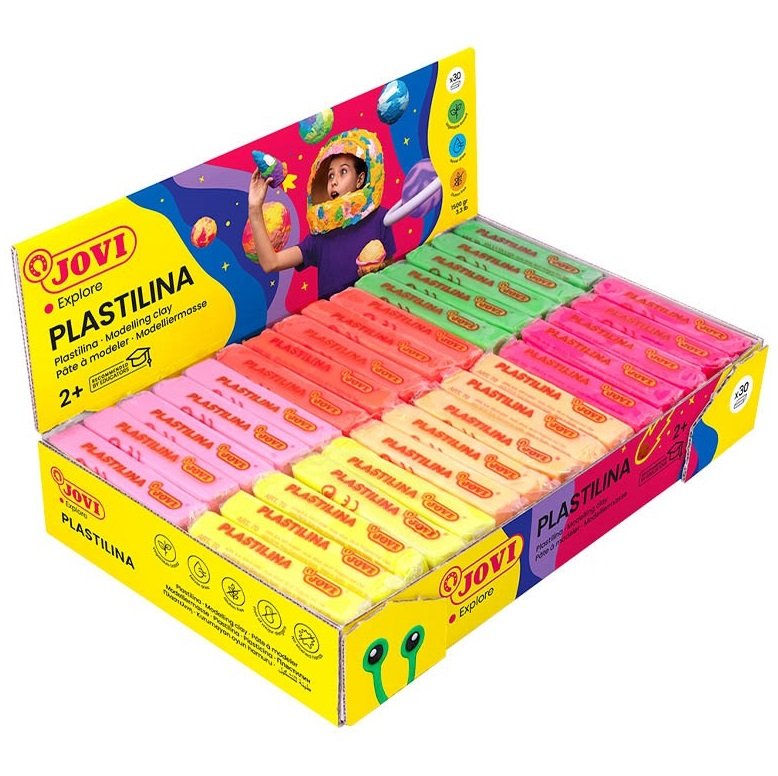 Školská sada Jovi Plastelína neónová 30 x 50g, 6 farieb