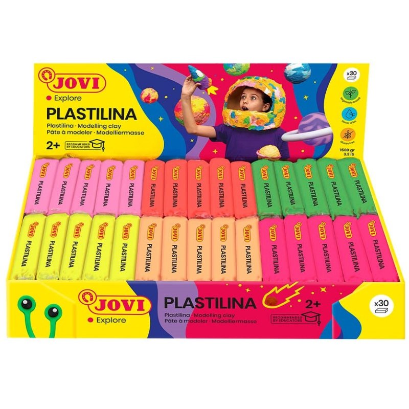 Školská sada Jovi Plastelína neónová 30 x 50g, 6 farieb