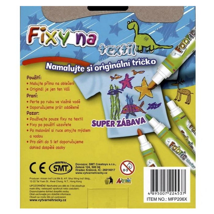 Creatoys Fixky na textil trvalé, 6 ks
