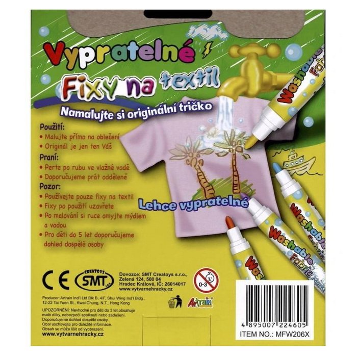 Creatoys Fixky na textil vyprateľné, 6x7 ml