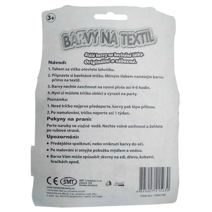 Creatoys Fixky na textil základné, 6x7 ml