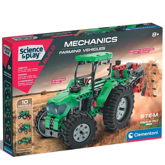 Clementoni Mechanické laboratórium Traktor a poľnohospodárska technika, 10 modelov