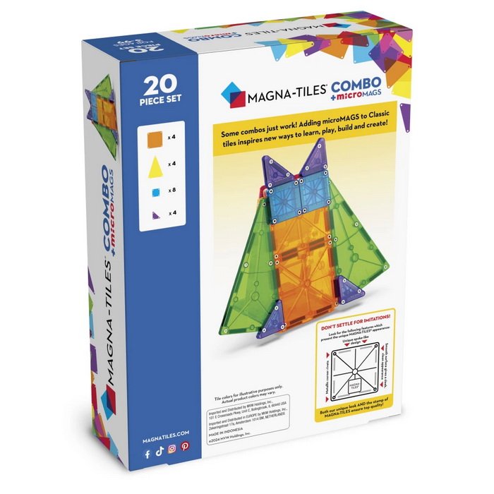 MagnaTiles Magnetická stavebnica Combo, 20 dielov
