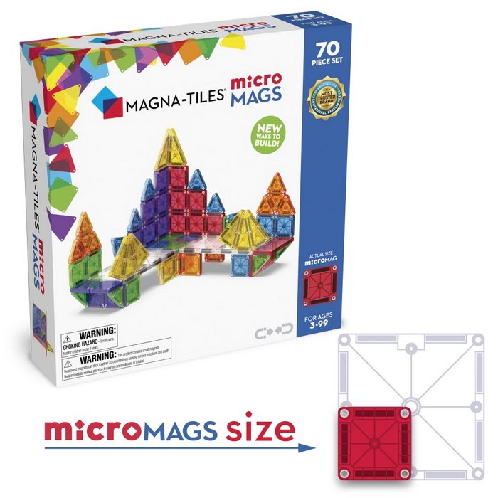 MagnaTiles Magnetická stavebnica microMAGS Deluxe set, 70 dielov