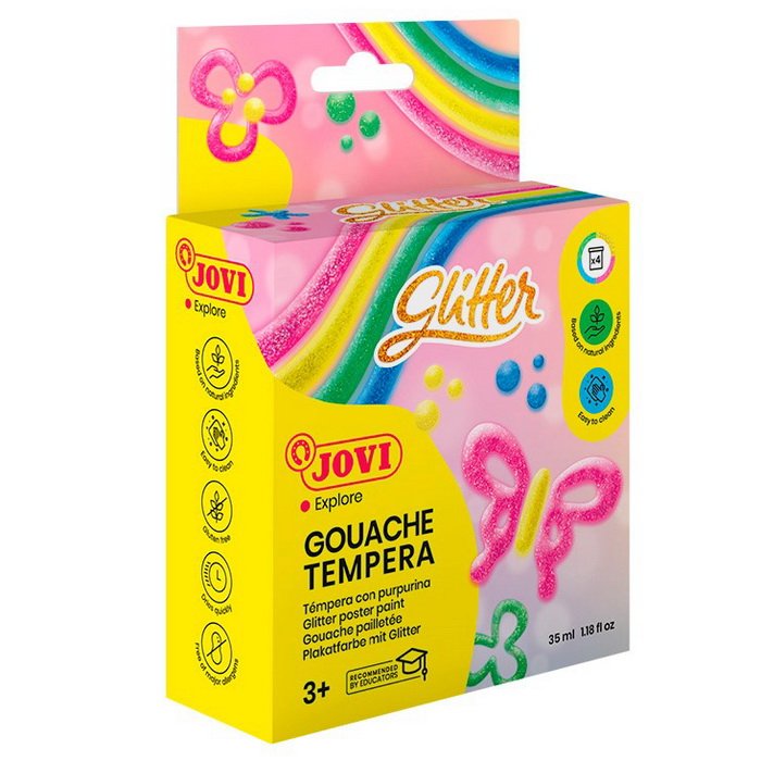 Jovi Temperové farby v kelímku glitter, 4 x 35ml