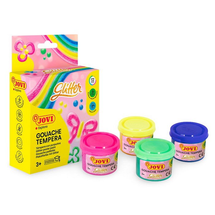 Jovi Temperové farby v kelímku glitter, 4 x 35ml