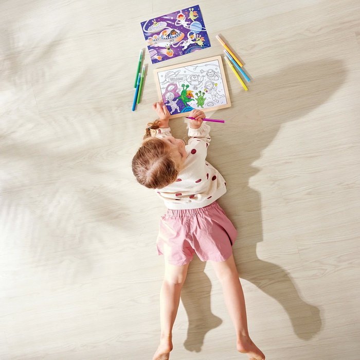 Hape Obojstranné puzzle Priatelia z vesmíru, 48 dielikov
