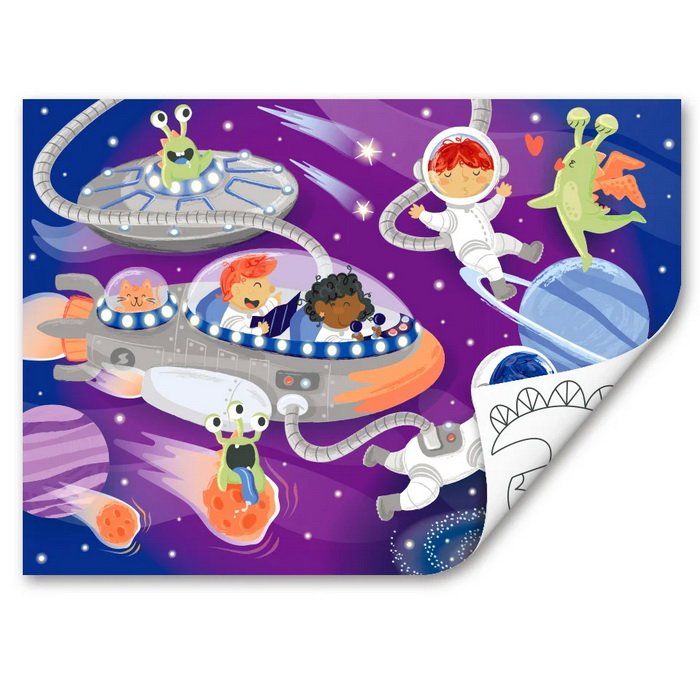 Hape Obojstranné puzzle Priatelia z vesmíru, 48 dielikov