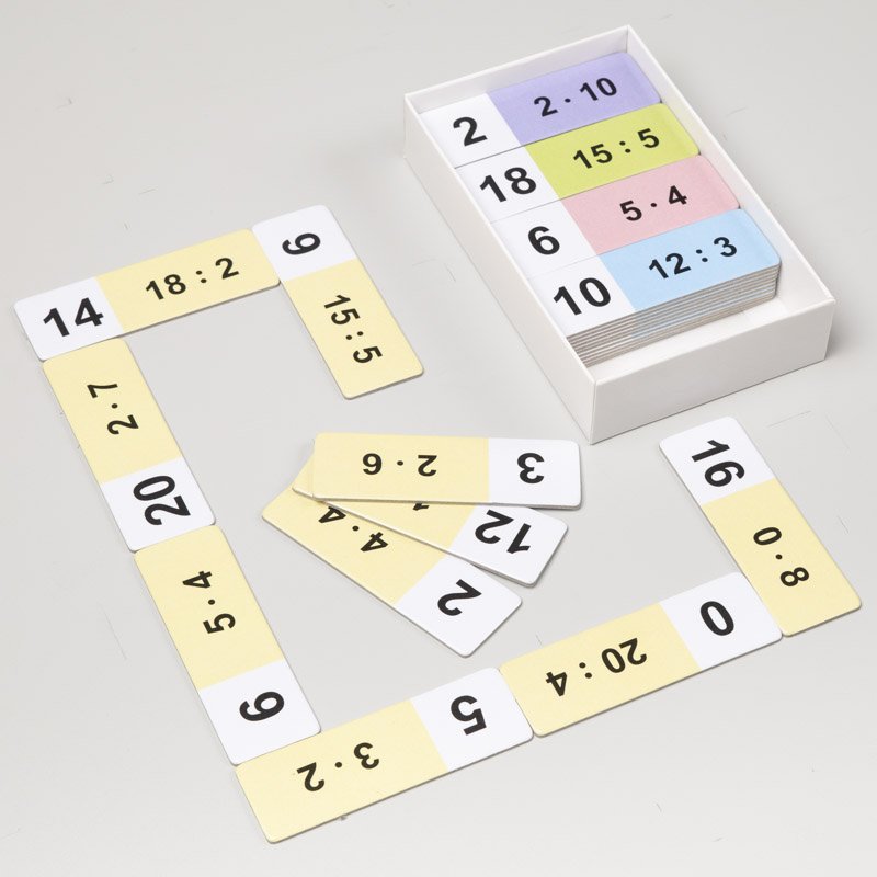 Matematické domino Násobenie a delenie do 20, 50 kariet