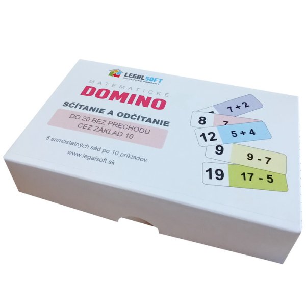 Matematické domino Sčítanie a odčítanie do 20 bez prechodu, 50 kariet
