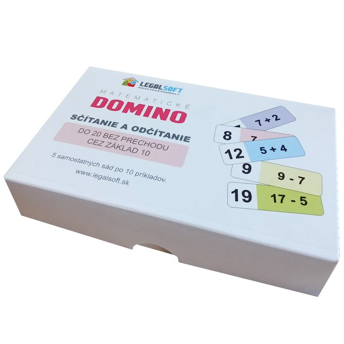 Matematické domino Sčítanie a odčítanie do 20 bez prechodu, 50 kariet
