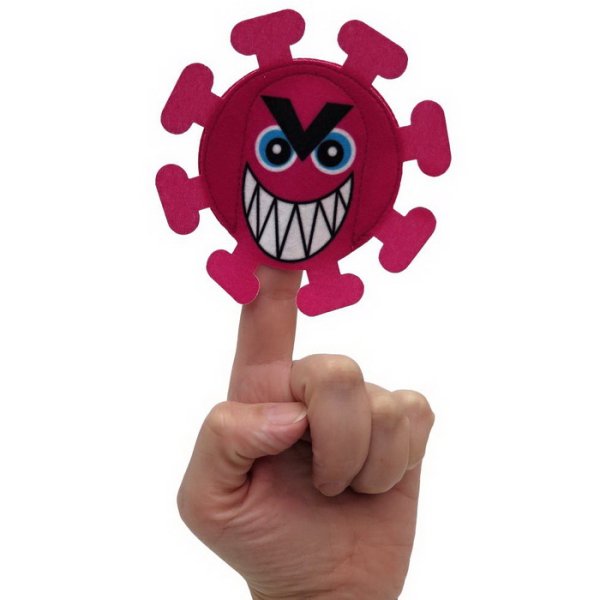 Prstová maňuška Koronavírus, 11 cm