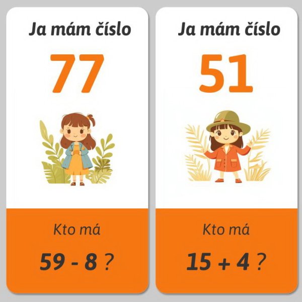 Ja mám, kto má - Počítanie s dvoj a jednocifernými číslami do 100 bez prechodu cez 10