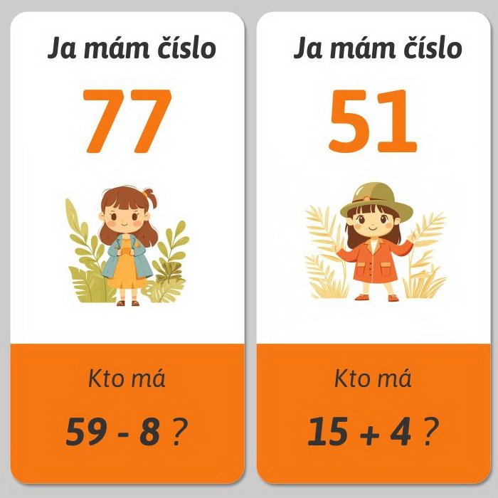 Ja mám, kto má - Počítanie s dvoj a jednocifernými číslami do 100 bez prechodu cez 10
