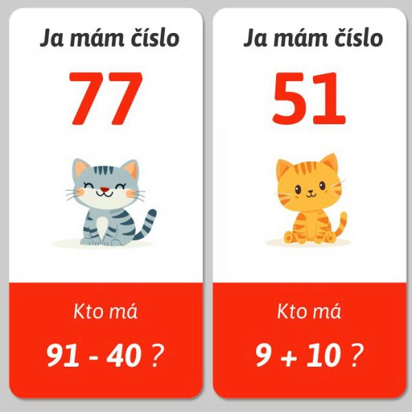 Ja mám, kto má - Počítanie s dvojciferným číslom a celými desiatkami do 100