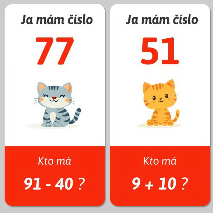 Ja mám, kto má - Počítanie s dvojciferným číslom a celými desiatkami do 100